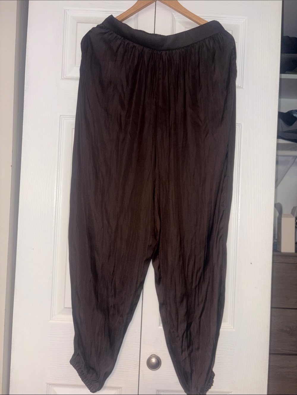 Dynamite Women's Relaxed Satin Harem Pants - Brown. NWT Retail $79.